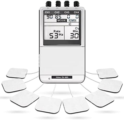 iSTIM EV-805 TENS EMS 4 Channel Rechargeable Combo Machine Unit - Muscle Stimulator + Back Pain Relief and Management- 24…