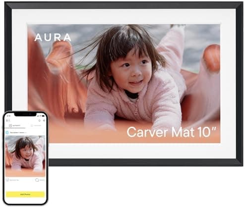 Aura Carver 10" HD WiFi Digital Picture Frame – Free Unlimited Cloud Storage – Send Photos from Phone – No…