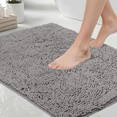 GORILLA GRIP Bath Rug Mat, Thick Soft Absorbent Chenille, Quick Dry Microfiber Mats, Rubber Backing, Machine Washable Shower…