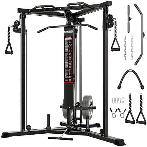 JELENS CC01 Cable Crossover Machine with High and Low Pulley System, Functional Trainer with Pull Up Bars and Optional Bundle…