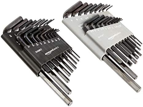 Amazon Basics 36-Piece Allen Wrench/Hex Key Set, SAE & Metric Sizes, Chrome Vanadium Steel with Long Arm, 2 Organized Storage…