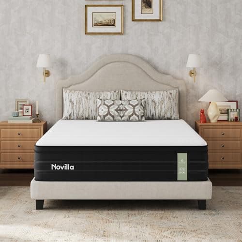 Novilla 12 Inch Queen Mattress, Cooling Queen Hybrid Mattress with Upgraded Individual Coils & Gel Memory…