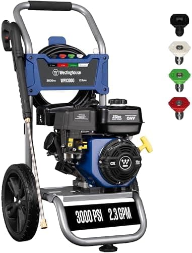 Westinghouse WPX3000 Gas Pressure Washer, 3000 PSI and 2.3 GPM, Spray Gun and Wand, 4 Nozzle Set, for…