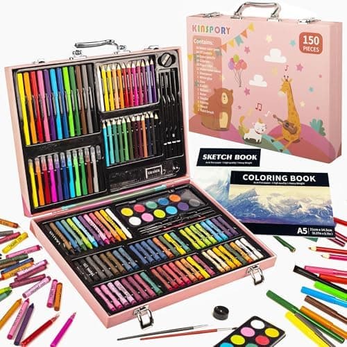 KINSPORY 150PC Art Set with Sketch Book, Coloring Art Kit Drawing Art Supplies Case, Markers Crayon Colour Pencils for Budding…