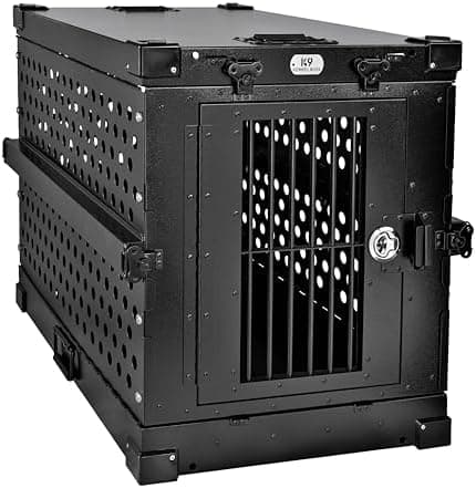 K9 Kennel Boss - Heavy Duty Fully Collapsible Powder-Coated Aluminum Dog Crate - Medium (Black)