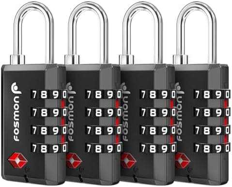 Fosmon Fosmon TSA Approved Locks for Luggage/ Suitcase with Open Alert Indicator (4 Pack), Heavy Duty Gun Safe Lock for Gun Case…