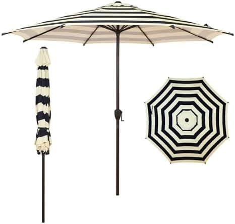 Abba Patio 9FT Lyon Outdoor Patio Umbrella Outdoor Table Umbrella with Push Button Tilt and Crank Market Umbrella 8 Sturdy Ribs…