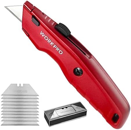 WORKPRO Premium Utility Knife, Retractable All Metal Heavy Duty Box Cutter, Quick Change Blade…