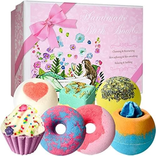 STNTUS INNOVATIONS Bath Bombs, 7 Natural Bath Bomb Gift Set, Bubble Bathbombs for Women Kids, Shea Butter…