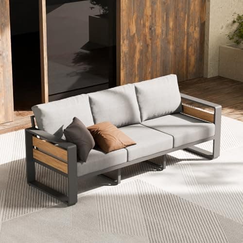 ZANDOR Aluminum Outdoor Patio Furniture-1 Pcs 3-Seat,Dark Gray | Rustproof,High weight capacity,Water-repellent,Washable…