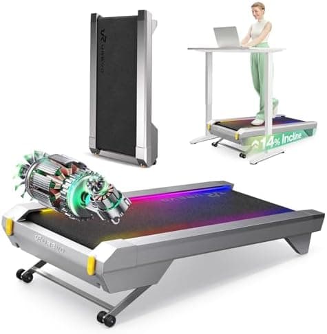UREVO CyberPad Smart Walking Pad with 14% Auto Incline, Brushless Motorized Under Desk Treadmill for Home Office Fitness, Elegant…