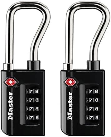 Master Lock Master Lock Black Set Your Own Combination TSA Approved Luggage Lock, Travel Padlocks for…