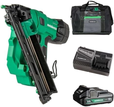 Metabo HPT 18V MultiVolt Brushless Pro 15-GA Angled Finish Nailer Kit, 15 Gauge Finish Nailer, Power Tool with 2.0Ah Lithium Ion…
