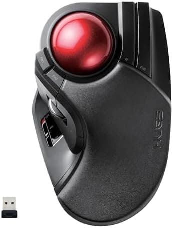 ELECOM HUGE Trackball, 2.4GHz Wireless USB, Index Finger Control, Customizable 8-Button, Large Soft Palm Rest, 52mm Ball, Windows…