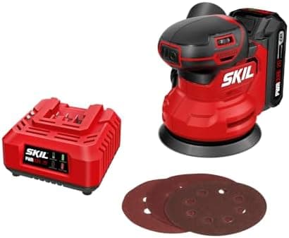 SKIL PWR CORE 20V Brushless Random Orbital Sander Kit Including 2.0Ah Battery and Charger-SR7603B-10