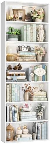FACBOTALL 82" Tall Bookshelf, 7-Tier Open Shelves Bookcase, Freestanding Display Storage Shelves, Tall Bookcase Home Decor…