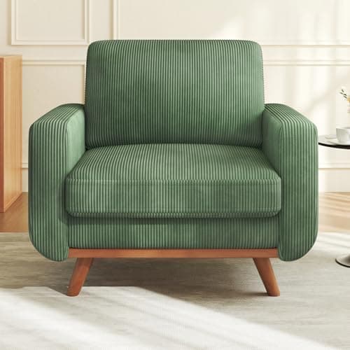 Vesgantti 38.5" Accent Chair Green, Comfy Corduroy Single Sofa Seat with Spring Cushion, Upholstered Armchair…