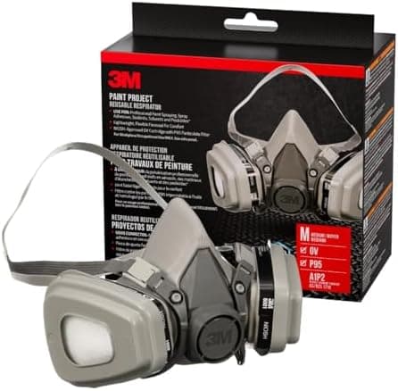 3M P95/OV Paint Project Reusable Respirator 6211, Medium Size, NIOSH-APPROVED Organic Vapor Cartridge & P95 Rated Filters…