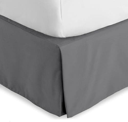 Bare Home Queen Bed Skirt - 15-Inch Tailored Drop Easy Fit - Bed Skirt for Beds - Center & Corner Pleats (Queen, Grey)