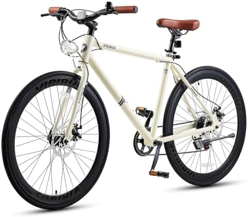 VIRIBUS Hybrid Bikes, 28 inch Mens Hybrid Bicycle 7 Speed with Lightweight Aluminum Frame & Disc Brakes, 700C Retro Vintage Adult…