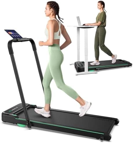 UREVO Strol 2E Smart 2-in-1 Folding Treadmill, Compact Walking Pad with Safety Handle, Plug and Play, Standing Desk Treadmill…
