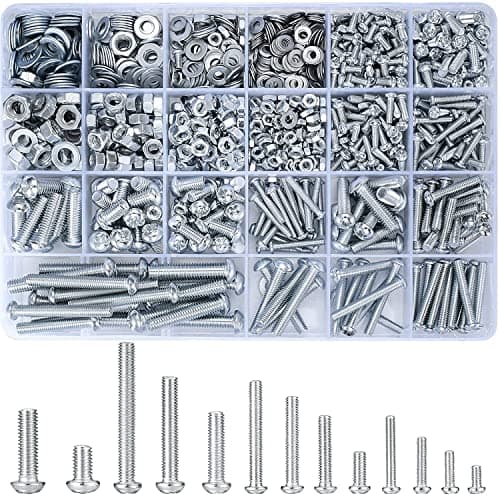 wugongshan 1080 Pcs Screws Bolts and Nuts Assortment Kit, Metric Machine Screws and Nuts and Flat Washers, M3/M4/M5/M6 Cross…