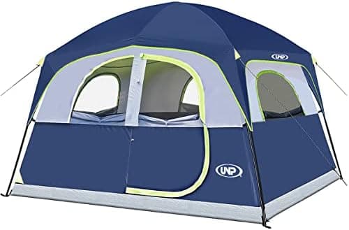 UNP Tents 6 Person Waterproof Windproof Easy Setup,Double Layer Family Camping Tent with 1 Mesh Door & 5…