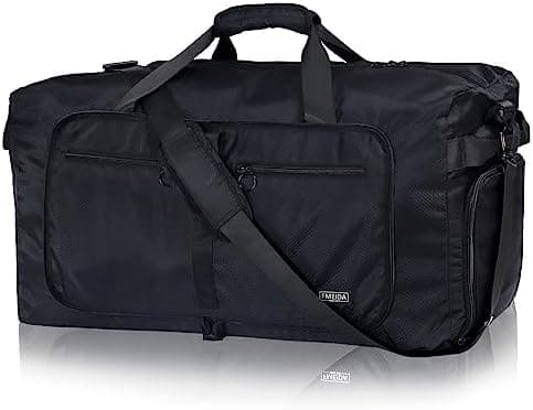 Fmeida 65L Duffle Bag with Shoes Compartment, Foldable Travel Duffel Bags for Men Women, Large Packable Travel Bag Water…