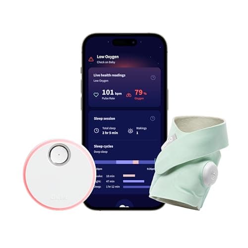 Owlet Dream Sock Smart Wearable Baby Monitor Tracks Heart Rate & Oxygen in Real Time Parents Receive Alerts, Sleep Insights &…