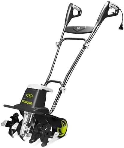Sun Joe Corded Electric Garden Tiller & Cultivator with Steel Tines, 16 In, 12-Amp Motor…