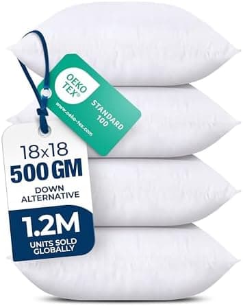 Utopia Bedding Throw Pillows (Set of 4, White) – 18 x 18 Inches Down…