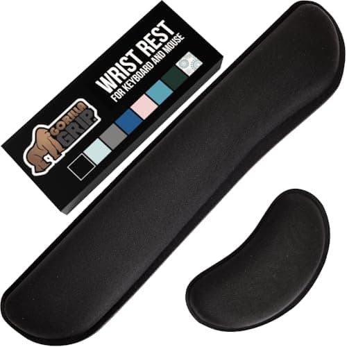 GORILLA GRIP Silky Memory Foam Wrist Rest for Computer Keyboard, Mouse, Ergonomic Design for Typing Pain…