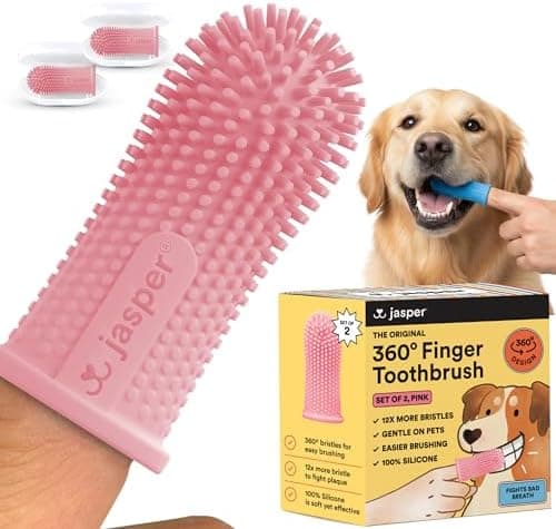 Jasper Dog Toothbrush, 360 Degree Pet Tooth Brushing Kit, Cat Toothbrush, Canine Dental Care & Teeth Cleaning Kit, Pet Finger…