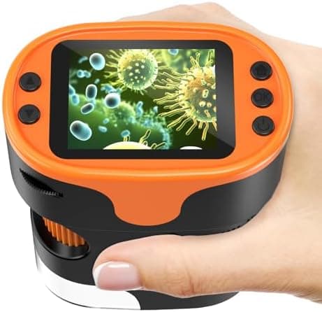 1000X Handheld Microscope for Kids 4K 2.0" Screen Rechargeable Mini Pocket Digital Microscopes w/Slides Kit Portable Edu Gift Age…