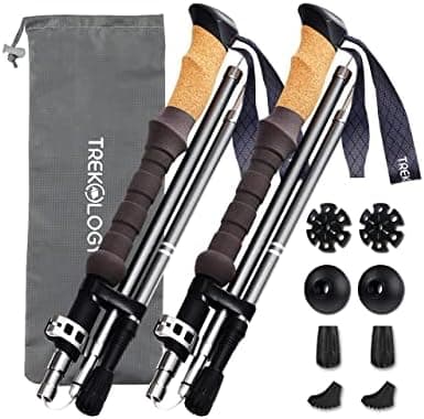 TREKOLOGY Trek-Z Cork Grip Trekking Poles – Lightweight Folding…