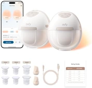eufy Security Heated Breast Pump Hands-Free E20, Wearable with Innovative HeatFlow, 3 Heat Levels, Optimized Rhythm via App, 300…