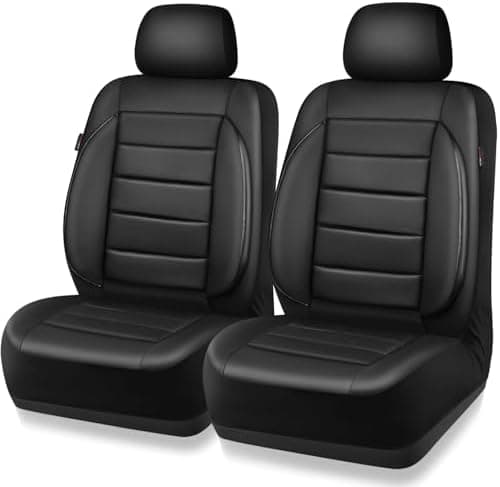 CAR PASS Faux Leather Car Seat Covers Front Seats Only, 3D Foam Support Car Seat Covers, Universal fit for Trucks Vans SUVs…