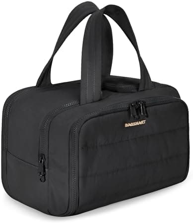 BAGSMART Travel Toiletry Bag, Lightweight Large Wide-open Travel Bag for Women, Puffy Cosmetic Makeup Bag Organizer with Handle…