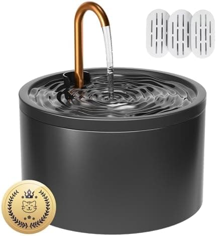 MISFANS Ceramic Cat Water Fountain - 2.1L/71oz - All-Ceramic Body & Pure Copper Water Spout - Non-Toxic - Automatic Pet Drinking…