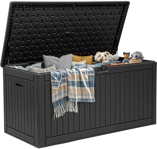 YITAHOME 320 Gallon Double-Wall Deck Box with Divider & Side Handles, Outdoor Large Storage for Patio Furniture Cushions, Garden…