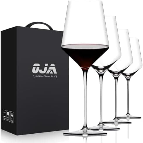 Red Wine Glasses Set of 4, Premium Crystal Wine Glasses Hand Blown,15 oz,Thin Rim,Long Stem,Perfect for Red or White,Daily…