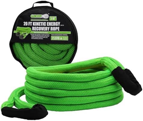 Grip 20 ft x 7/8 in Kinetic Energy Recovery Rope - Breaking Capacity: 21,970 lbs - Truck, ATV, Jeep, UTV, Tractor - Emergency…