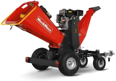 MechMaxx 6 inch ZONSEN 459cc 15hp E-Start Gas Powered 4-Wheels Wood Chipper Shredder Mulcher with Towbar/Tail Light/Emergency…