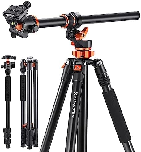 K&F CONCEPT 90''/230cm Ultra High Camera Tripod T254A7+BH-28L | Horizontal Overhead Shooting, Metal Ball Head, 10KG Load…