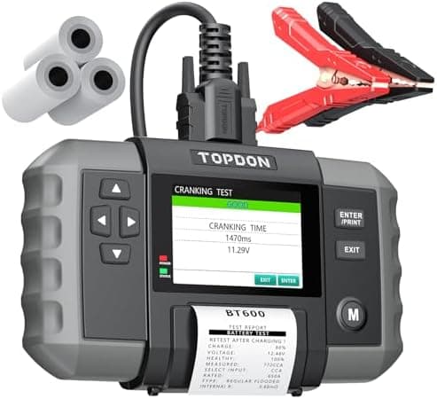 Car Battery Tester, TOPDON BT600 12V, 12V/24V Cranking Tests and…