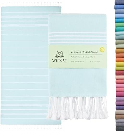 WETCAT Turkish Beach Towel Oversized (38"x71") 100% Turkish Cotton, Made in Turkey - Sand Free…