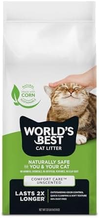 WORLD'S BEST CAT LITTER Comfort Care Unscented, 32-Pounds - Natural Ingredients, Quick Clumping, Flushable, 99% Dust Free & Made…