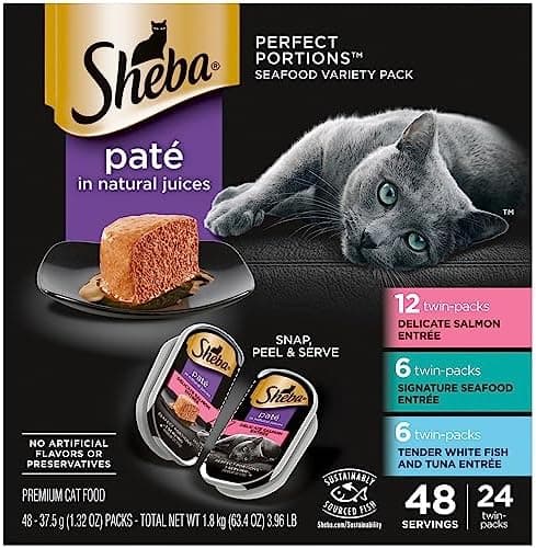 Sheba Perfect Portions Wet Cat Food Pate with Sustainable Salmon, Signature Seafood Entree, and Tender White Fish and Tuna Entree…