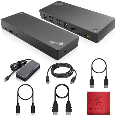 40AF0135US Lenovo Docking Station Dual Monitor Hybrid USB-C with USB-A - Thinkpad Dock with 135W, HDMI &…