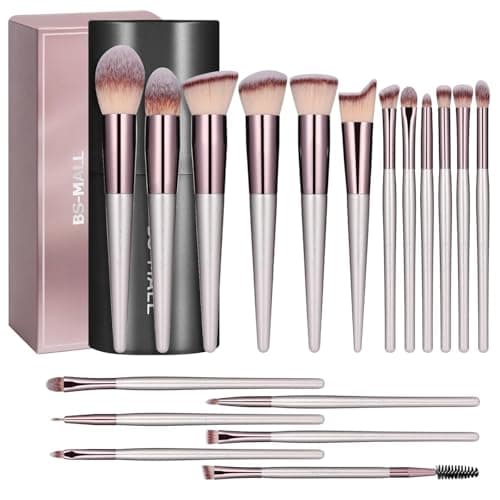 BS-MALL Makeup Brush Set 18 Pcs Professional Foundation Powder Concealers Eyeshadow Blush Synthetic Makeup…